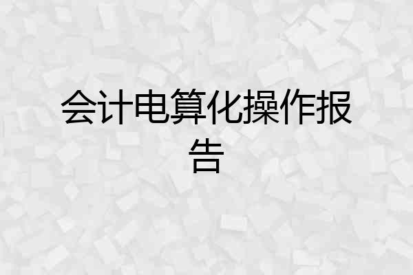 会计电算化操作报告