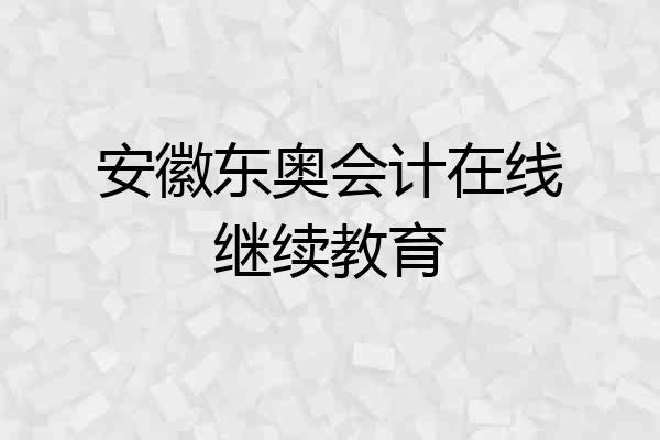 安徽东奥会计在线继续教育