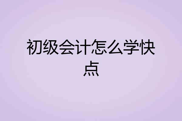 初级会计怎么学快点