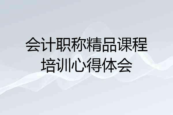 会计职称精品课程培训心得体会
