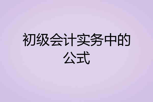 初级会计实务中的公式