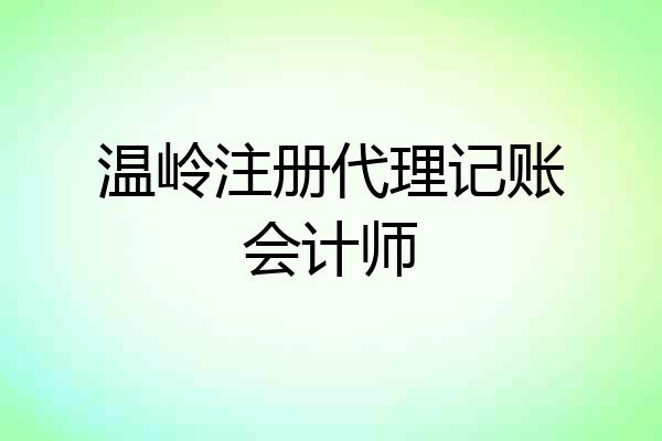 温岭注册代理记账会计师