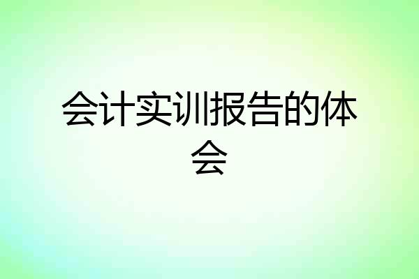 会计实训报告的体会