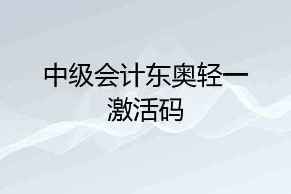 中级会计东奥轻一激活码