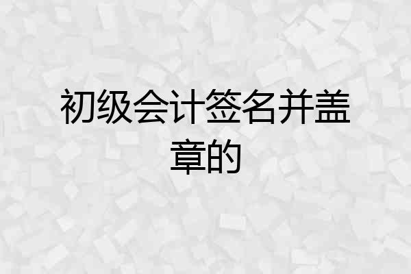 初级会计签名并盖章的