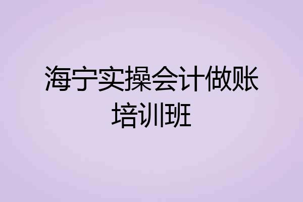 海宁实操会计做账培训班