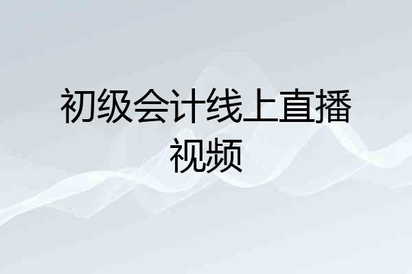 初级会计线上直播视频