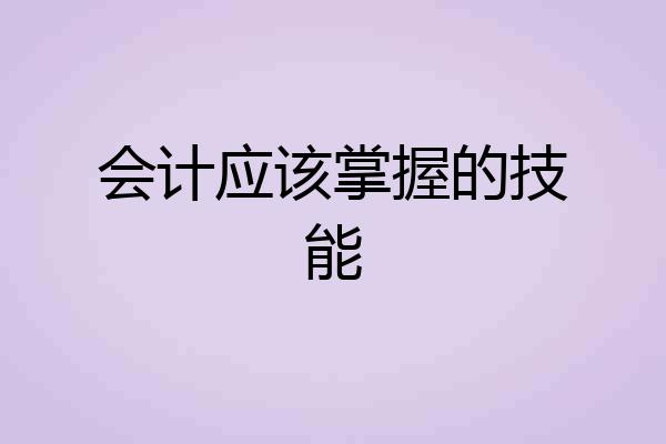 会计应该掌握的技能