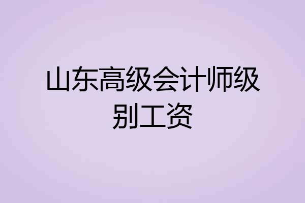 山东高级会计师级别工资