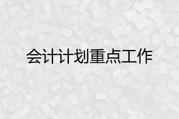 会计计划重点工作