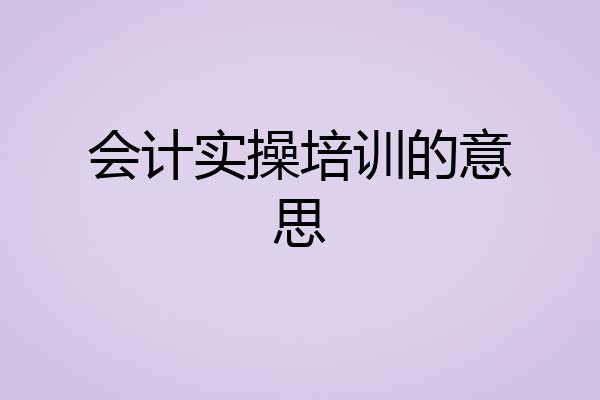会计实操培训的意思
