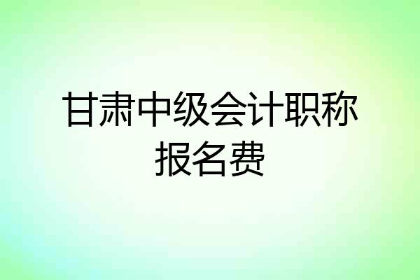 甘肃中级会计职称报名费