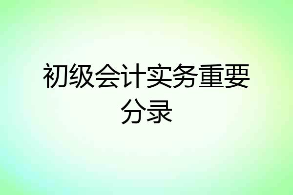 初级会计实务重要分录