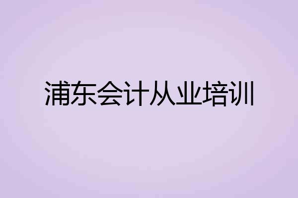 浦东会计从业培训