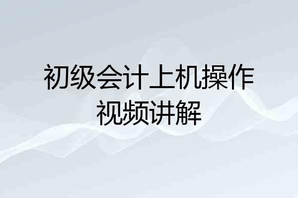初级会计上机操作视频讲解