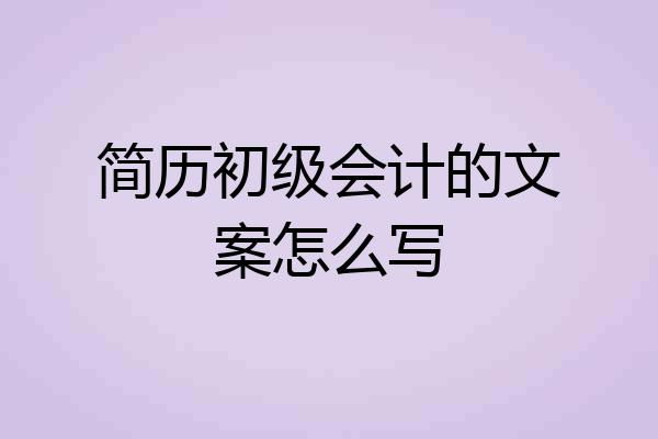 简历初级会计的文案怎么写