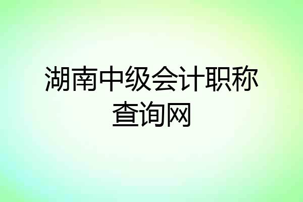 湖南中级会计职称查询网