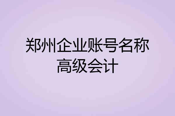 郑州企业账号名称高级会计
