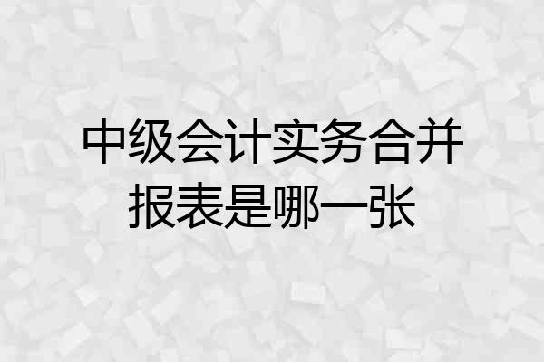 中级会计实务合并报表是哪一张