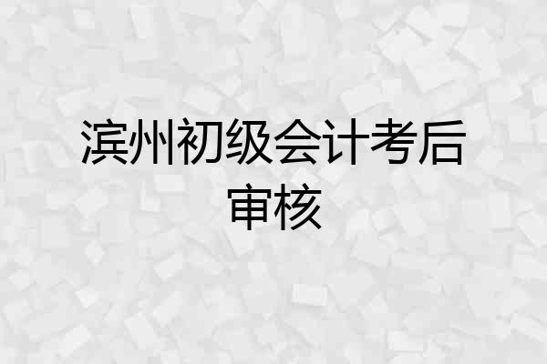 滨州初级会计考后审核