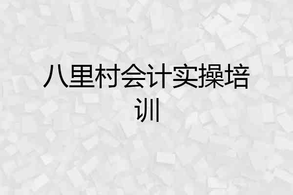 八里村会计实操培训