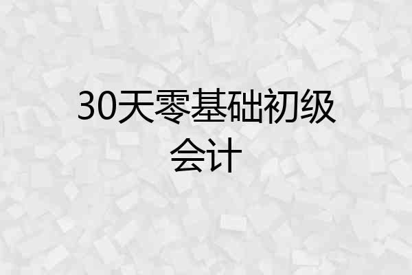 30天零基础初级会计