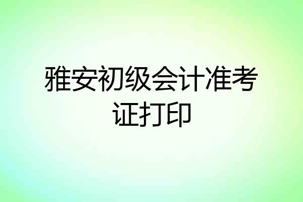 雅安初级会计准考证打印