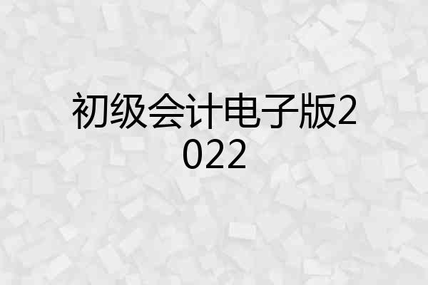 初级会计电子版2022