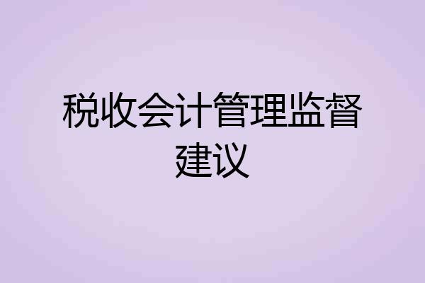 税收会计管理监督建议