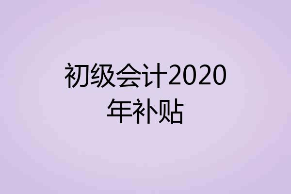 初级会计2020年补贴