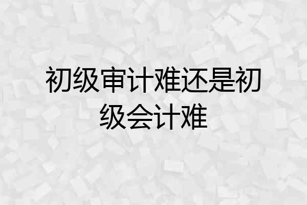 初级审计难还是初级会计难