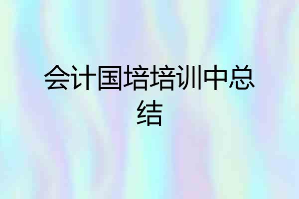 会计国培培训中总结