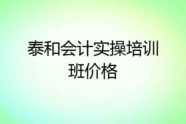 泰和会计实操培训班价格