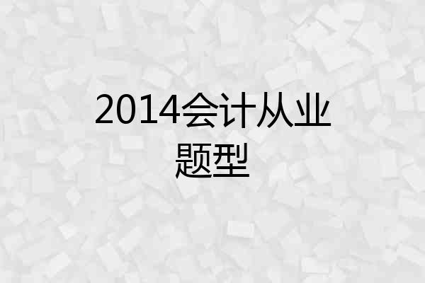 2014会计从业题型