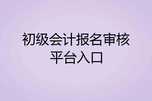 初级会计报名审核平台入口