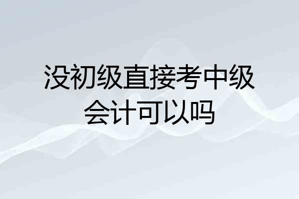 没初级直接考中级会计可以吗