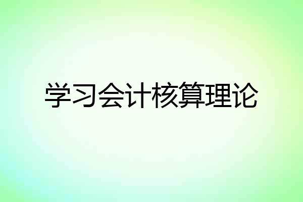学习会计核算理论