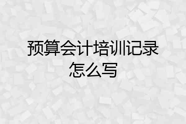 预算会计培训记录怎么写