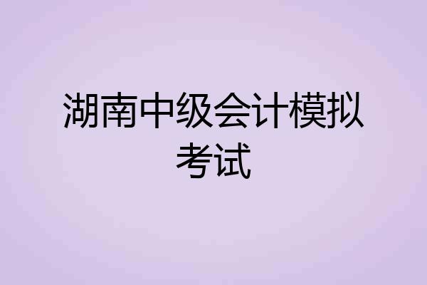 湖南中级会计模拟考试