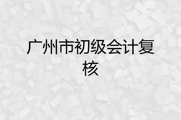 广州市初级会计复核