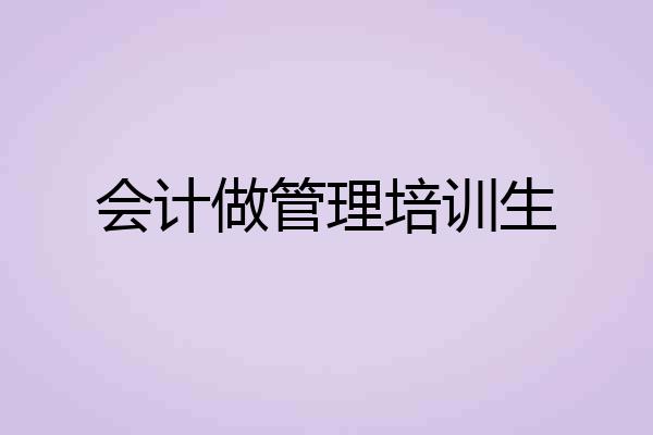 会计做管理培训生
