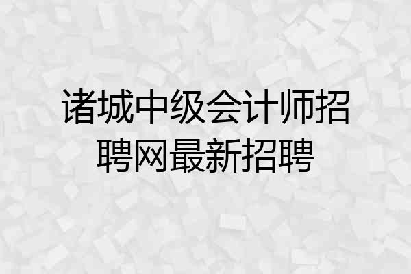 诸城中级会计师招聘网最新招聘