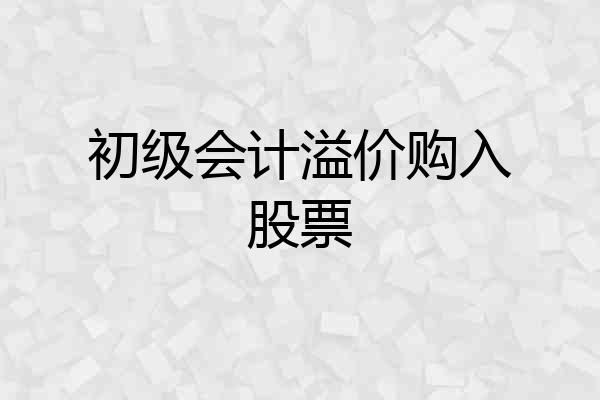 初级会计溢价购入股票