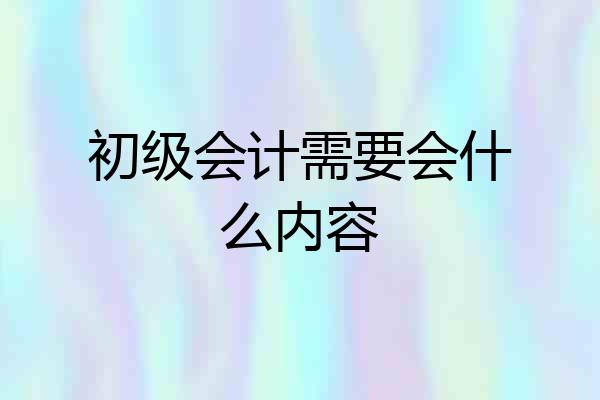 初级会计需要会什么内容