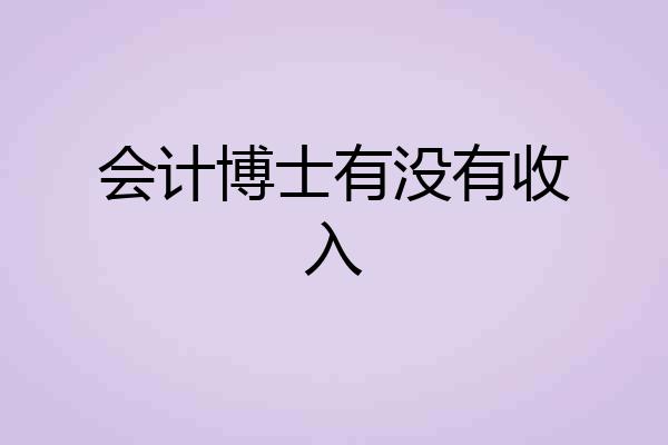 会计博士有没有收入