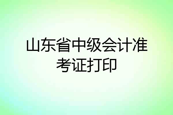 山东省中级会计准考证打印