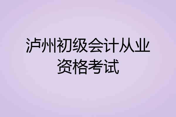 泸州初级会计从业资格考试