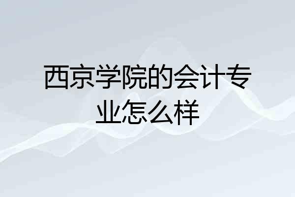西京学院的会计专业怎么样