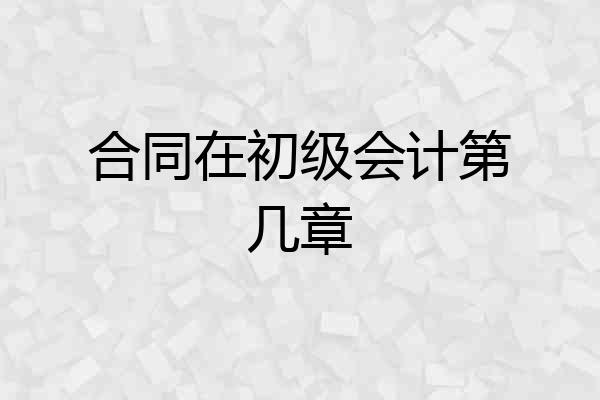 合同在初级会计第几章