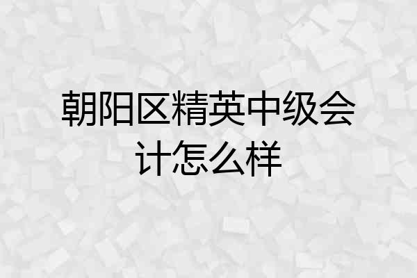 朝阳区精英中级会计怎么样